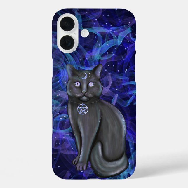 RAUCHBLAU UND LILA MIT HALLOWEER SCHWARZKATZE Case-Mate iPhone HÜLLE (Rückseite)