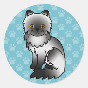 Rauchcoat Farbe Persische Rasse Katze Illustration Runder Aufkleber