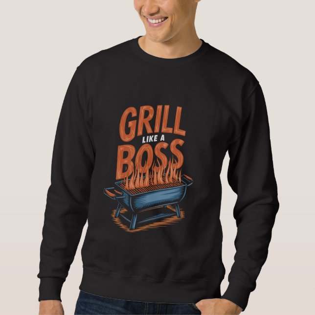 Rauchdesign für Fleisch Lustiger BBQ-Griller Fleis Sweatshirt (Vorderseite)