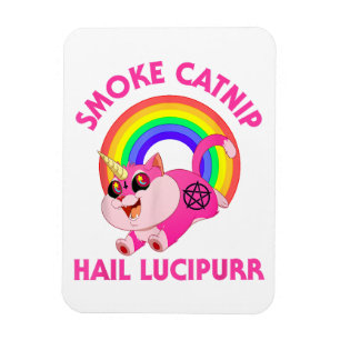 Rauche Katzenminze, grüße Lucipurr, Lustige Satan  Magnet