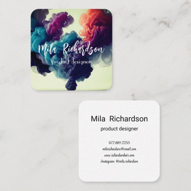 Raucheffekt - moderne QuadKarte Quadratische Visitenkarte (Vorne/Hinten)