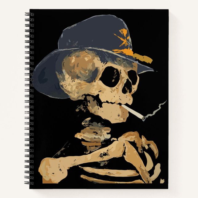 Rauchen Cowboy Skeleton Notizbuch (Vorderseite)