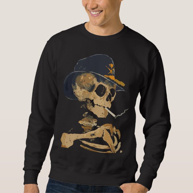 Rauchen Cowboy Skeleton Sweatshirt (Vorderseite)