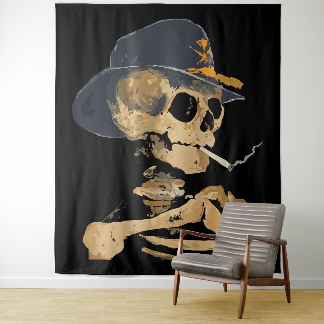 Rauchen Cowboy Skeleton Wandteppich (Beispiel)