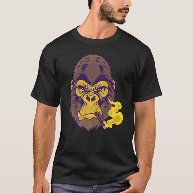Rauchen Gemeiner SenffarbGorilla für Typ T-Shirt (Vorderseite)