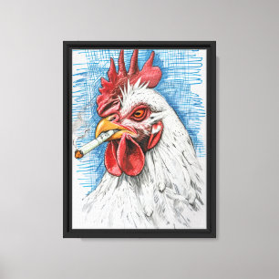 Rauchen Huhn Art Funny Leinwanddruck