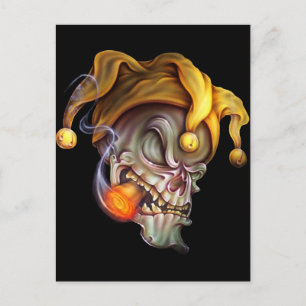 Rauchen Jester Skull Postkarte