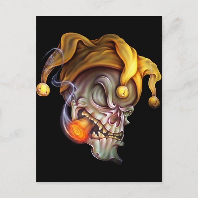 Rauchen Jester Skull Postkarte (Vorderseite)