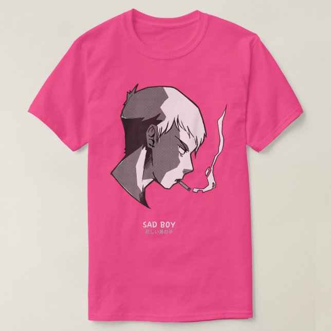Rauchen Sad Boy Japanisch Anime Vaporwave Goth Sen T-Shirt (Design vorne)