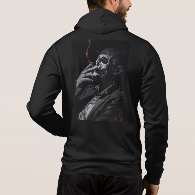Rauchen Skelett Zigarette Hoodie (Rückseite)