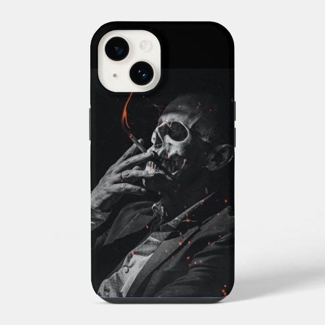 Rauchen Skelett Zigarette iPhone Hülle (Rückseite)