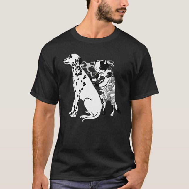 Rauchen und Dalmatiner Hunde Tattoo T-Shirt (Vorderseite)