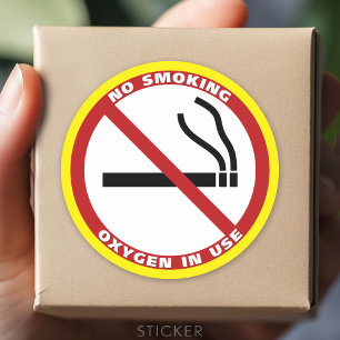 Rauchen verboten - Sauerstoff in Gebrauch - kein F Runder Aufkleber