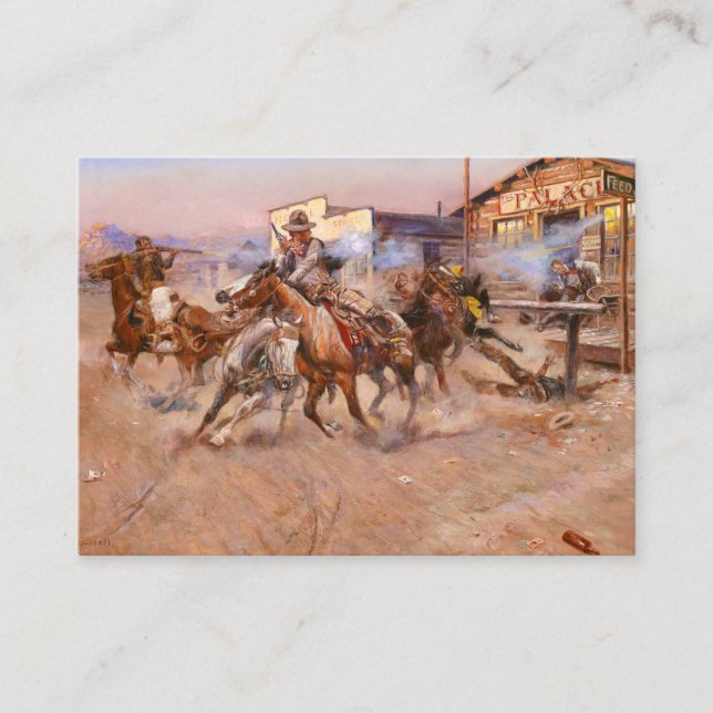 Rauchen von einem. 45.1908 von Charles Marion Russ Visitenkarte (Vorderseite)