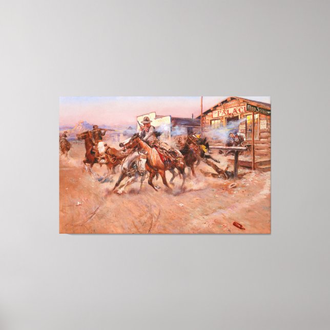 Rauchen von einer .45 von Charles Marion Russell ( Leinwanddruck (Vorderseite)