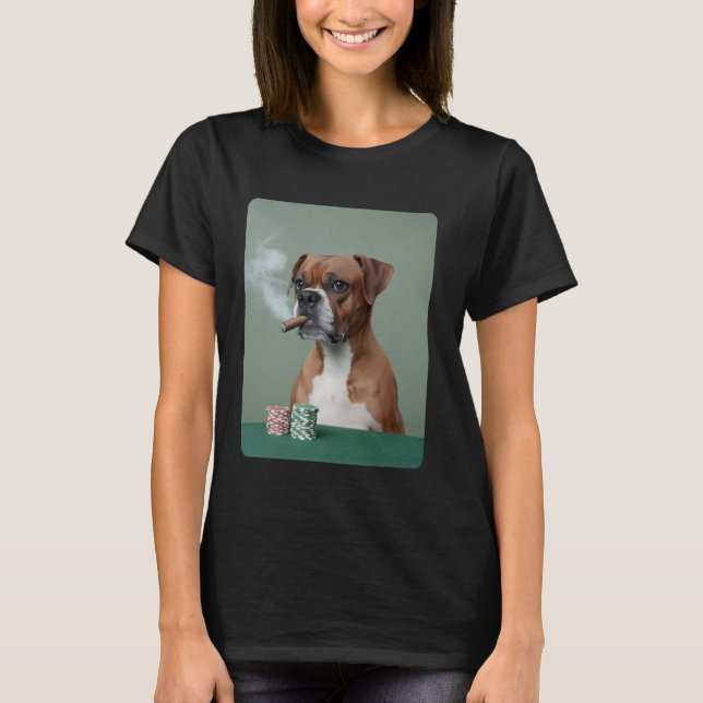 Rauchen Zigarren Gambling Boxer Dog Poker Mem T-Shirt (Vorderseite)