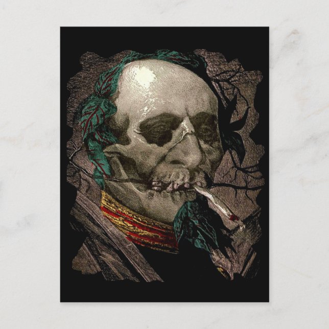 Rauchen Zombie Man Stoner Bizarre Vintag Art Postkarte (Vorderseite)