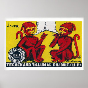 Rauchende Affen Streichholzschachtel Kunst Druck,  Poster