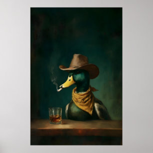 Rauchende Enten-Cowboy-Bar-Wand, Vintage lustig Poster