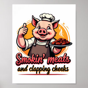 Rauchende Fleischsorten Und Klatschende Backen Lus Poster