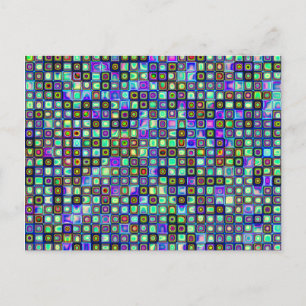 Rauchende grüne funky Retro-Mosaikfliesen-Muster Postkarte
