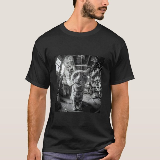Rauchende Katze Meme Zigarette Kätzchen Lustig Dum T-Shirt (Vorderseite)