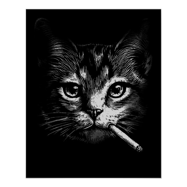 Rauchende Katze  Poster (Vorderseite)