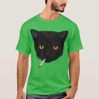 Rauchende Katze Vintage Schwarze Katze Retro 90er T-Shirt