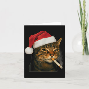rauchende Katze Zigarette Weihnachten Santa Hut Ka Karte