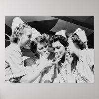 Rauchende Krankenschwestern Vintage-Fotografie 16x