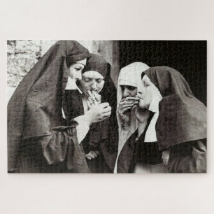 Rauchende Nonnen Vintage-Fotografie Puzzle