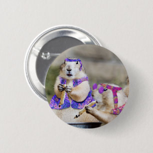 Rauchende Präriehund-Hippies Button