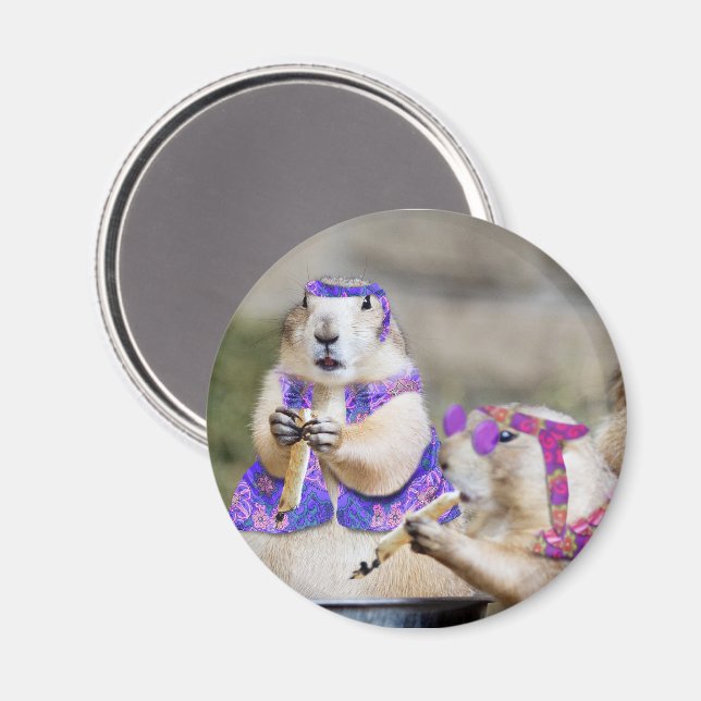 Rauchende Präriehund-Hippies Magnet (Vorderseite/Rückseite)