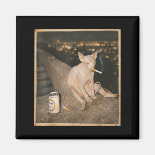 Rauchende Sphynx-Katze Meme Lustige Grafik Kunst Magnet
