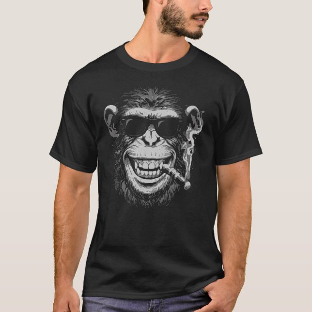 Rauchender Affe mit Sonnenbrille T-Shirt (Vorderseite)