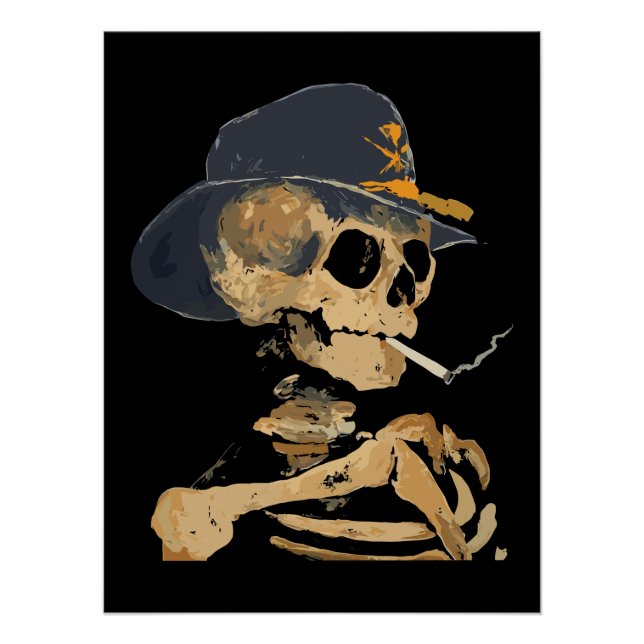 Rauchender Cowboy-Skelett Poster (Vorderseite)