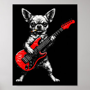 Rauchender Hund lustiger Chihuahua-Meme spielt Git Poster