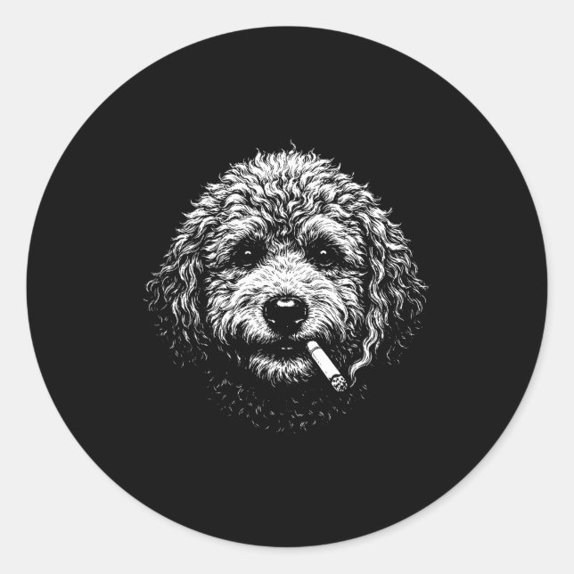 Rauchender Hund Zigarette Lustig Dummer Goldendood Runder Aufkleber (Vorderseite)