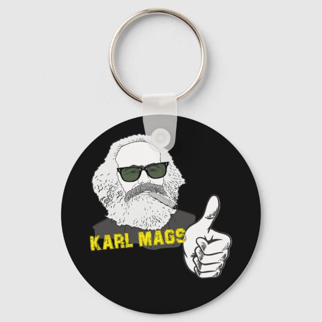 Rauchender Karl Mags mit Sonnenbrille Schlüsselanhänger (Vorderseite)