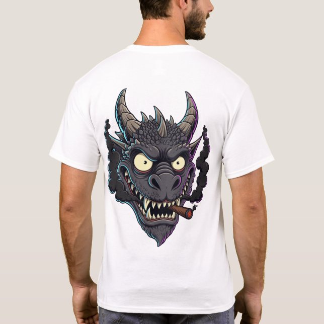 Rauchender Obsidian-Drache T-Shirt (Rückseite)