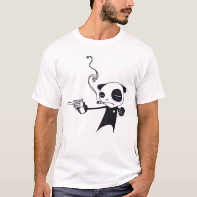 Rauchender Panda bewaffnete mit dünnem gestreiftem T-Shirt (Vorderseite)