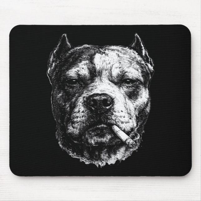 Rauchender Pitbull, Lustiges Zigaretten rauchender Mousepad (Vorne)