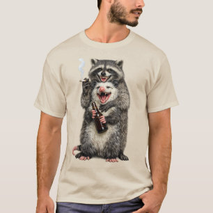 Rauchender Waschbär Bier Opossum beste Freunde T-Shirt