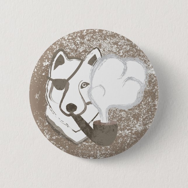 Rauchender Wolf Button (Vorderseite)