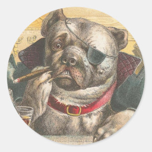 Raucher Pitbull Runder Aufkleber