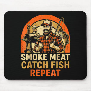 Räuchere Fleisch fange Fisch wiederhole BBQ Papa A Mousepad