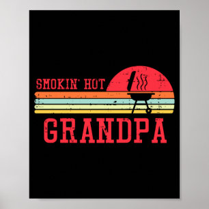 Raucherheißer Opa-Brust-Sonnenuntergang-Retro-Gril Poster
