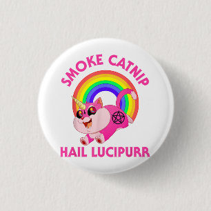 Räucherkatze Hail Lucipurr, Funny Satan Cat Unicor Button