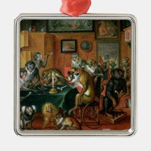 Raucherzimmer mit Affen Silbernes Ornament