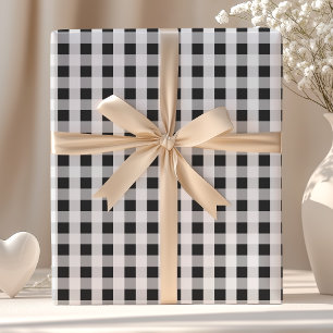 Rauchgrau Gingham-Muster Geschenkpapier